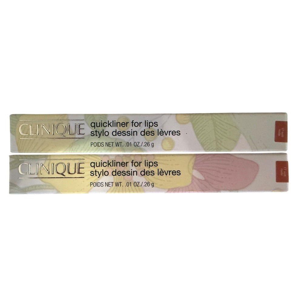 Lot of 2 Clinique Quickliner for Lips 17 Soft Nude Lip Liner Pencil New in Box